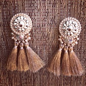 Elegant Tassel earrings, tan and light weight